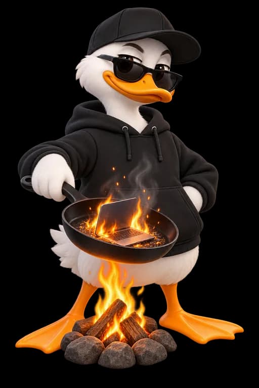 Утка со сковородкой